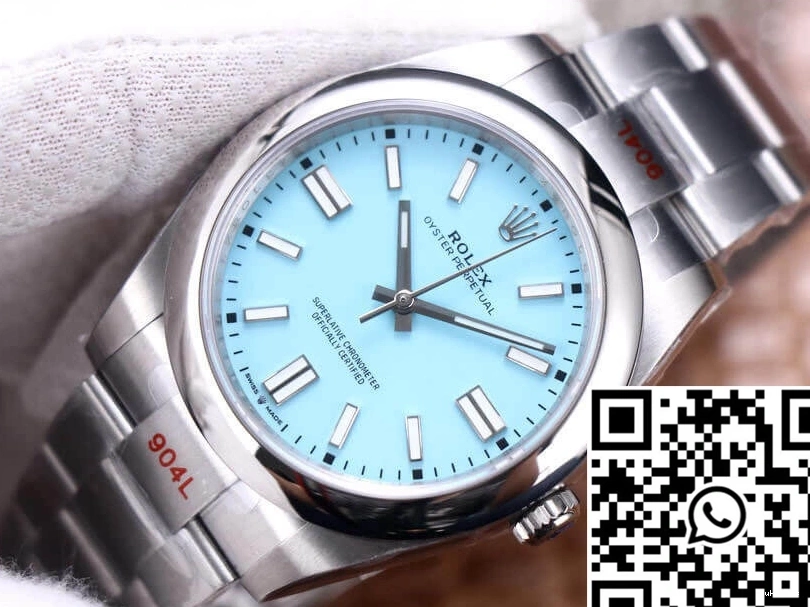 M124300-0006 Rolex Turquoise 41MM Factory Blue Perpetual EW Dial Oyster 0418